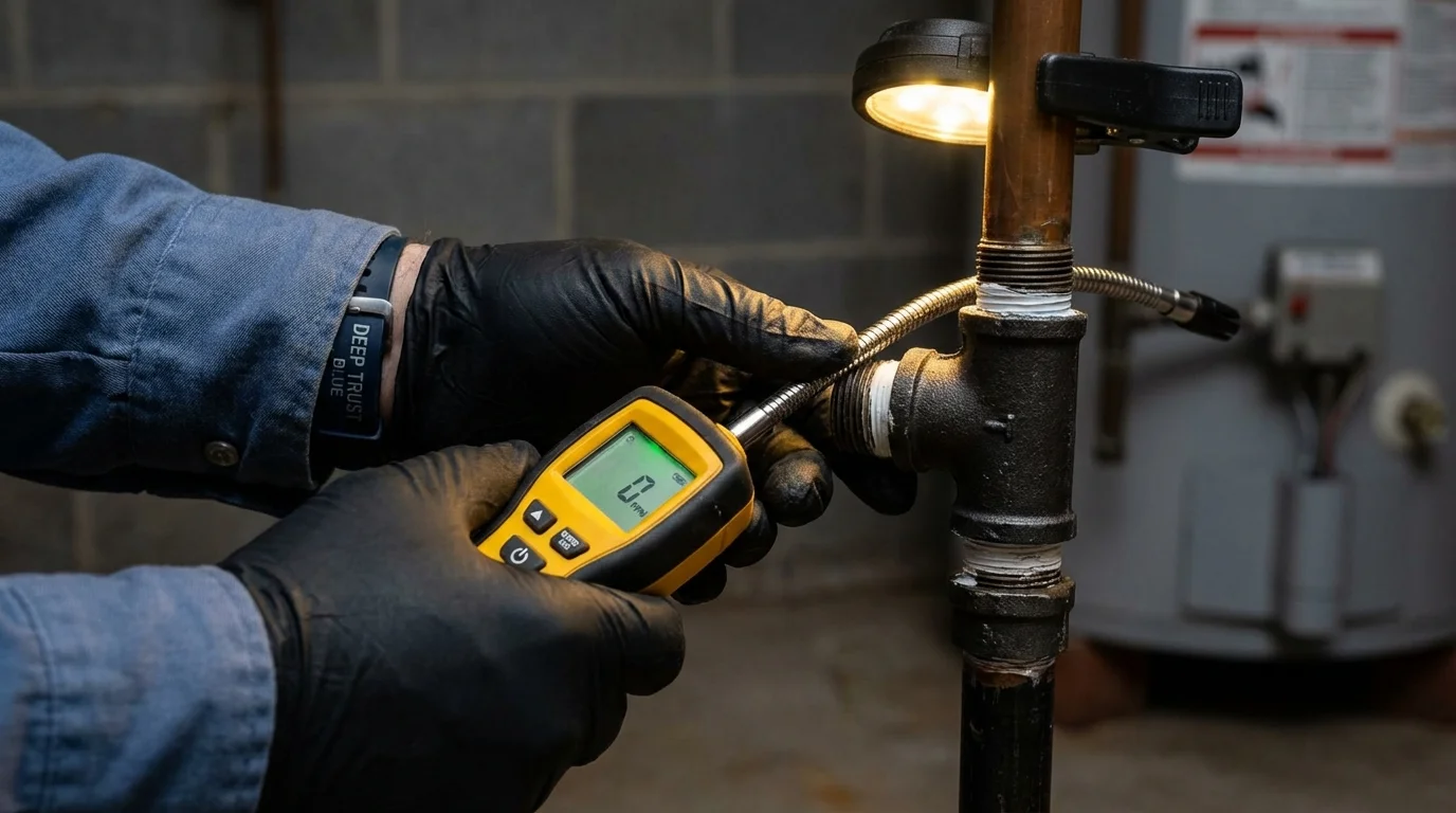 Gas leak detection with electronic sniffer by Johns Plumbing LLC in Grundy