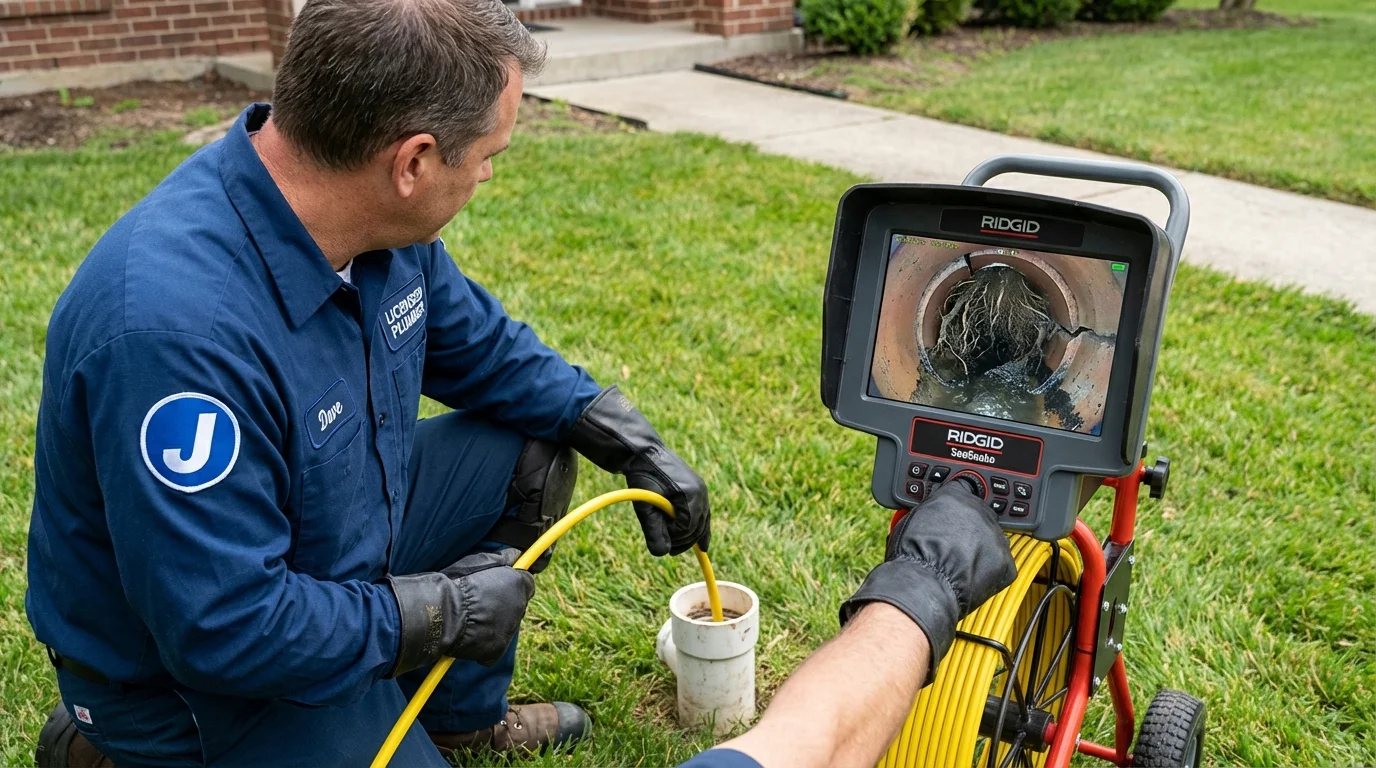 Sewer camera inspection being performed by Johns Plumbing LLC in Grundy
